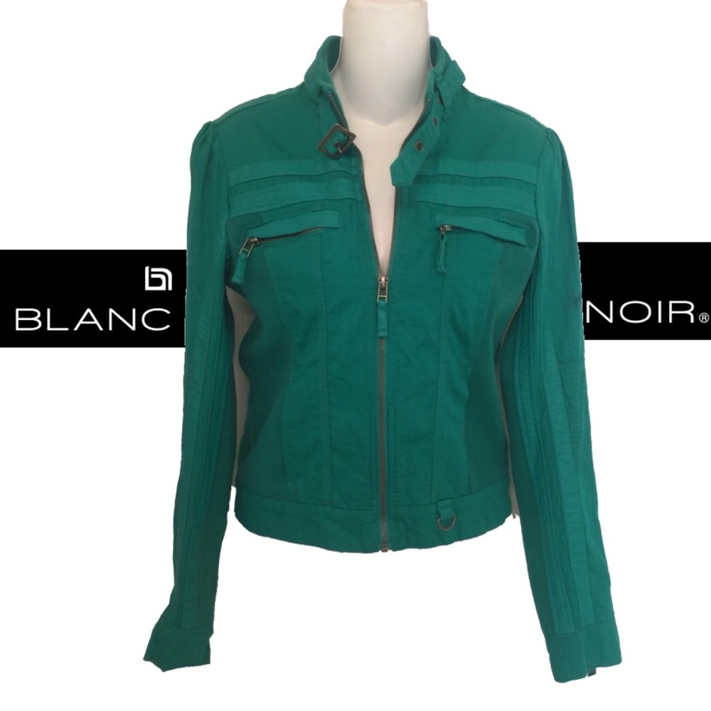 Blanc Noir Vegan Knit ZIP Detail Moto Jacket